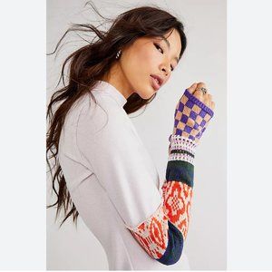 Free People Gorgeous Cuff Checkered Sleeve Thermal Top